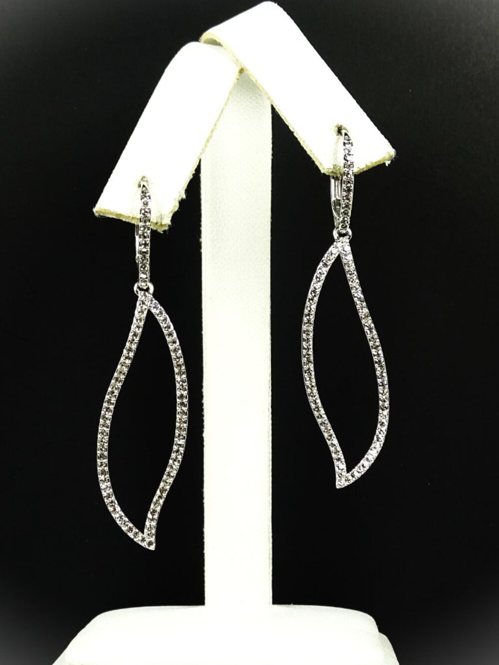 NADRI Rhodium Plate Metal & Clear Cubic Zirconia Leaf Dangle Earrings - Picture 9 of 9